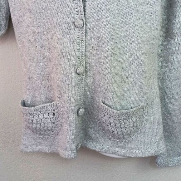 Covington Women's Gray angora Knit blend Cardigan Notched Lapel sz M cottagecore - Picture 5 of 14
